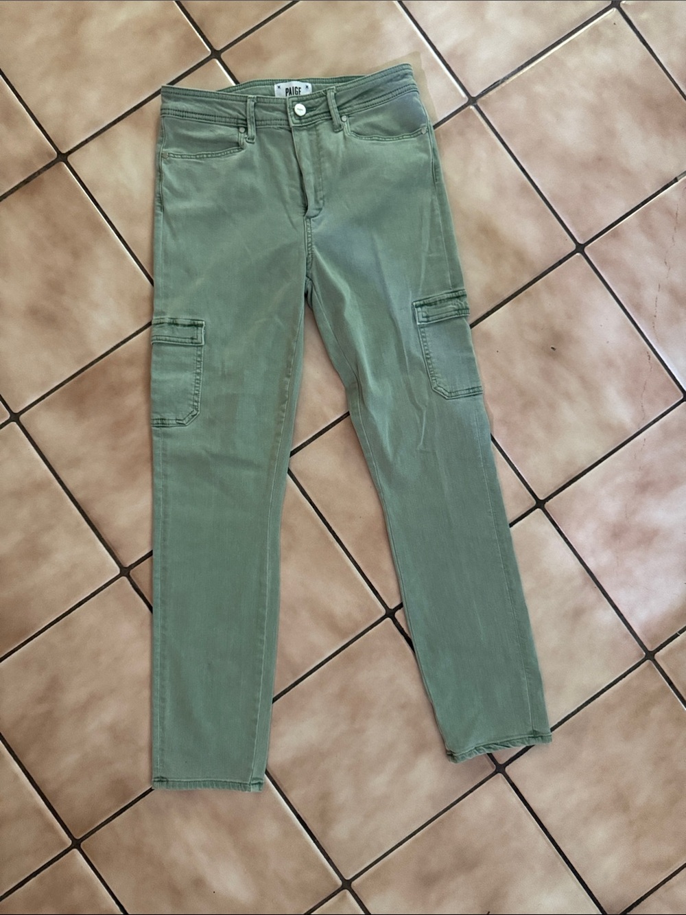 PAIGE Olive Green Hoxton Skinny Jean